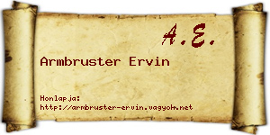 Armbruster Ervin névjegykártya